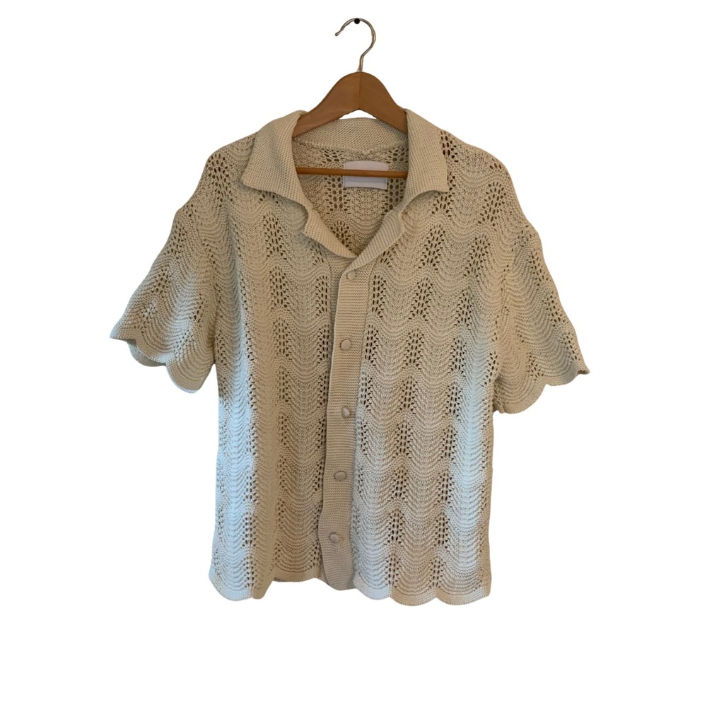 Locust and wild Honey Cream Knit Cardigan with Scalloped Edges